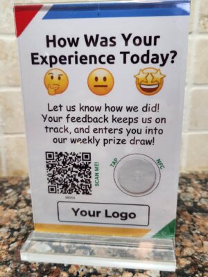 Review Request Stand with QR Code and NFC Tag